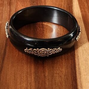 Vintage Chunky Black Bangle Bracelet
